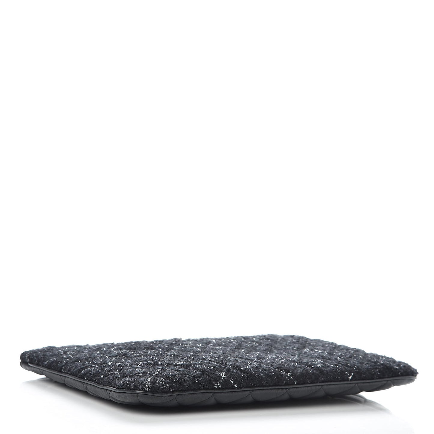 Tweed Lambskin Quilted Medium Cosmetic Case Black