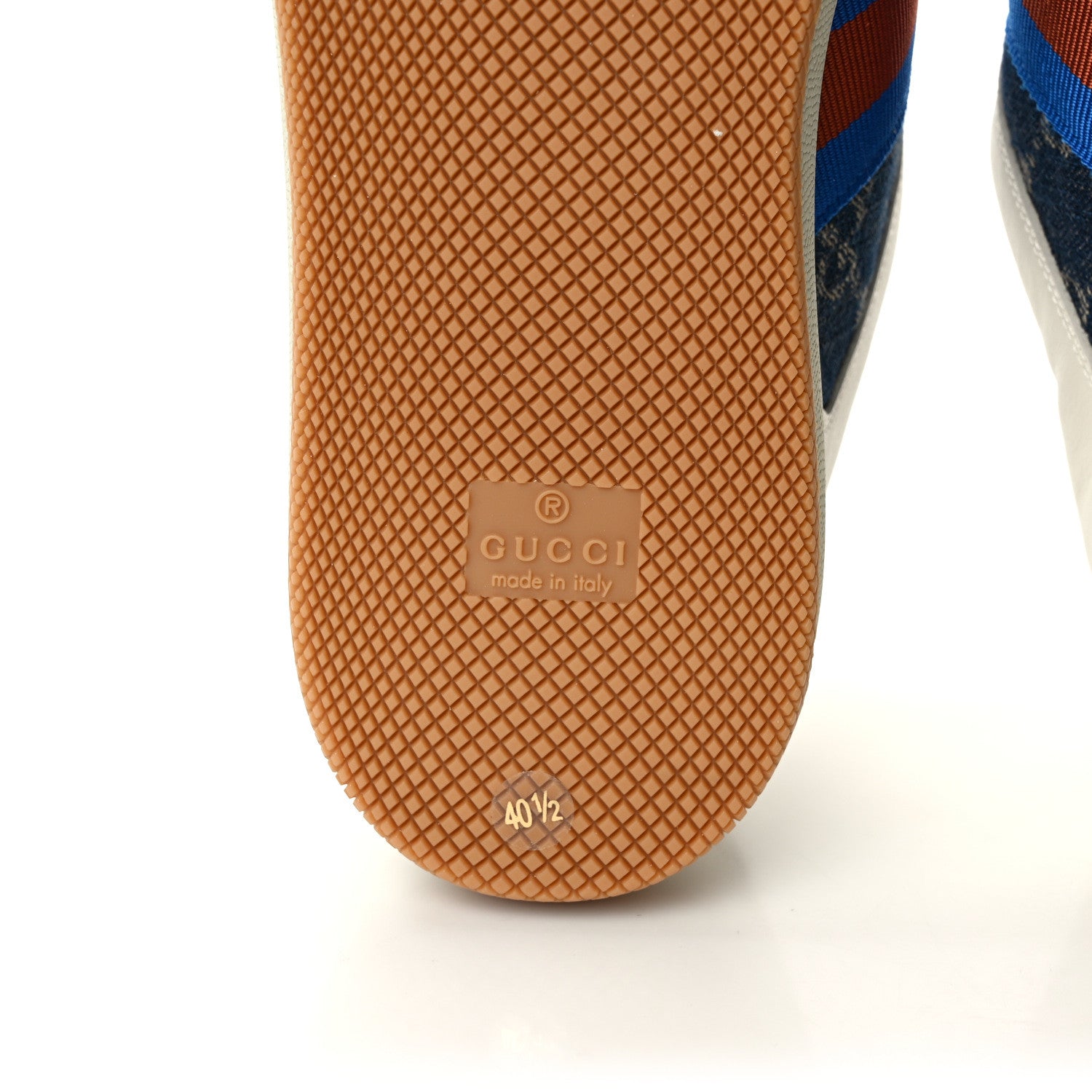 Gucci Denim GG Monogram Calfskin Web Womens Screener Sneakers 40.5 Blue Tea New Mystic White 7 of 10
