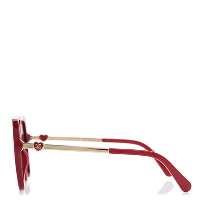 Chanel Acetate Polarized Square CC Heart Sunglasses 5521-A Red 3 of 8