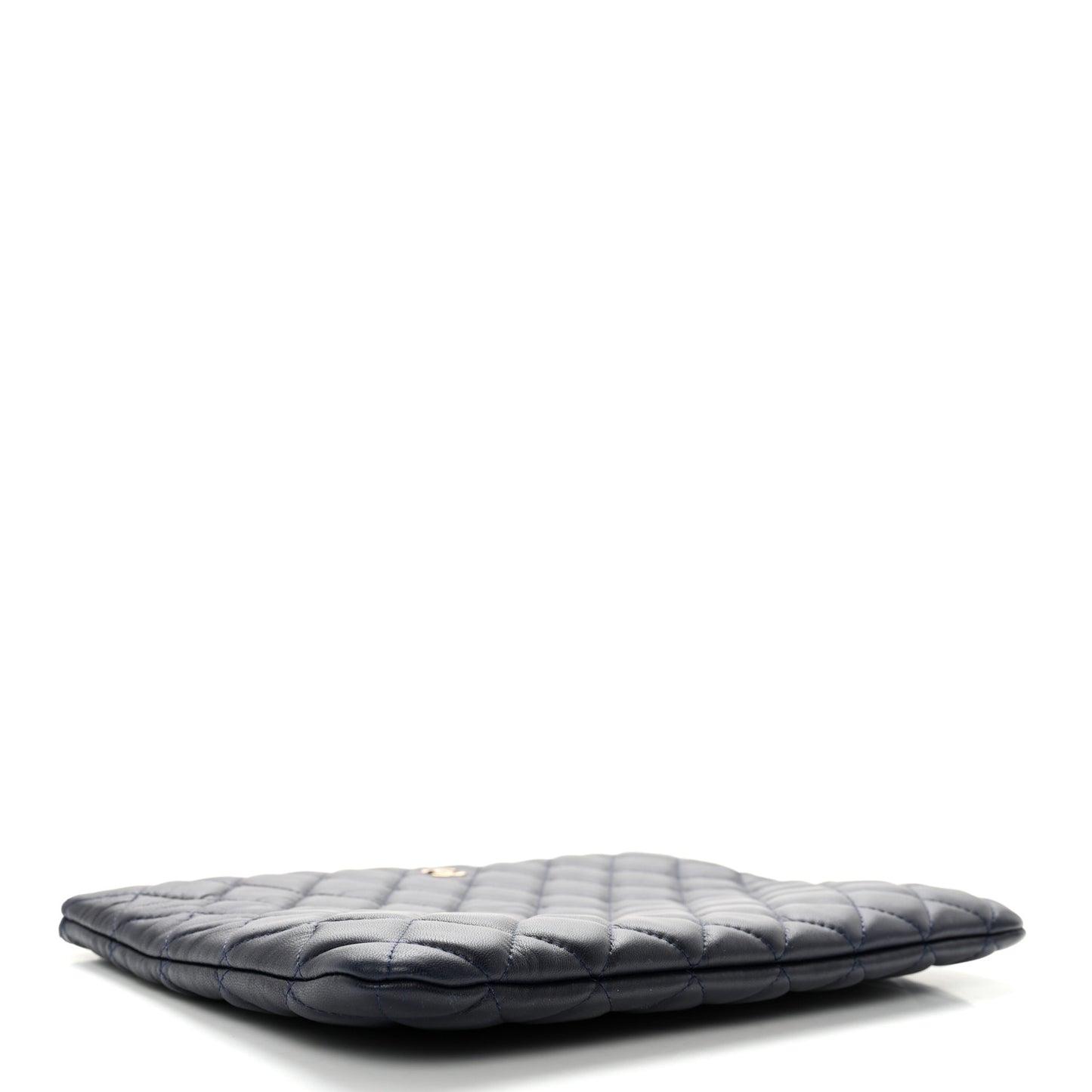 Lambskin Quilted Medium Cosmetic Case Navy Blue