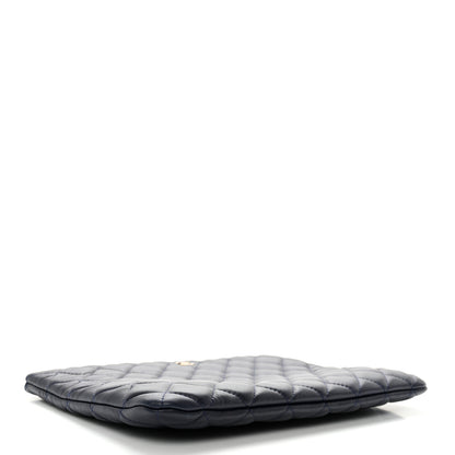 Chanel Lambskin Quilted Medium Cosmetic Case Navy Blue 4 of 12