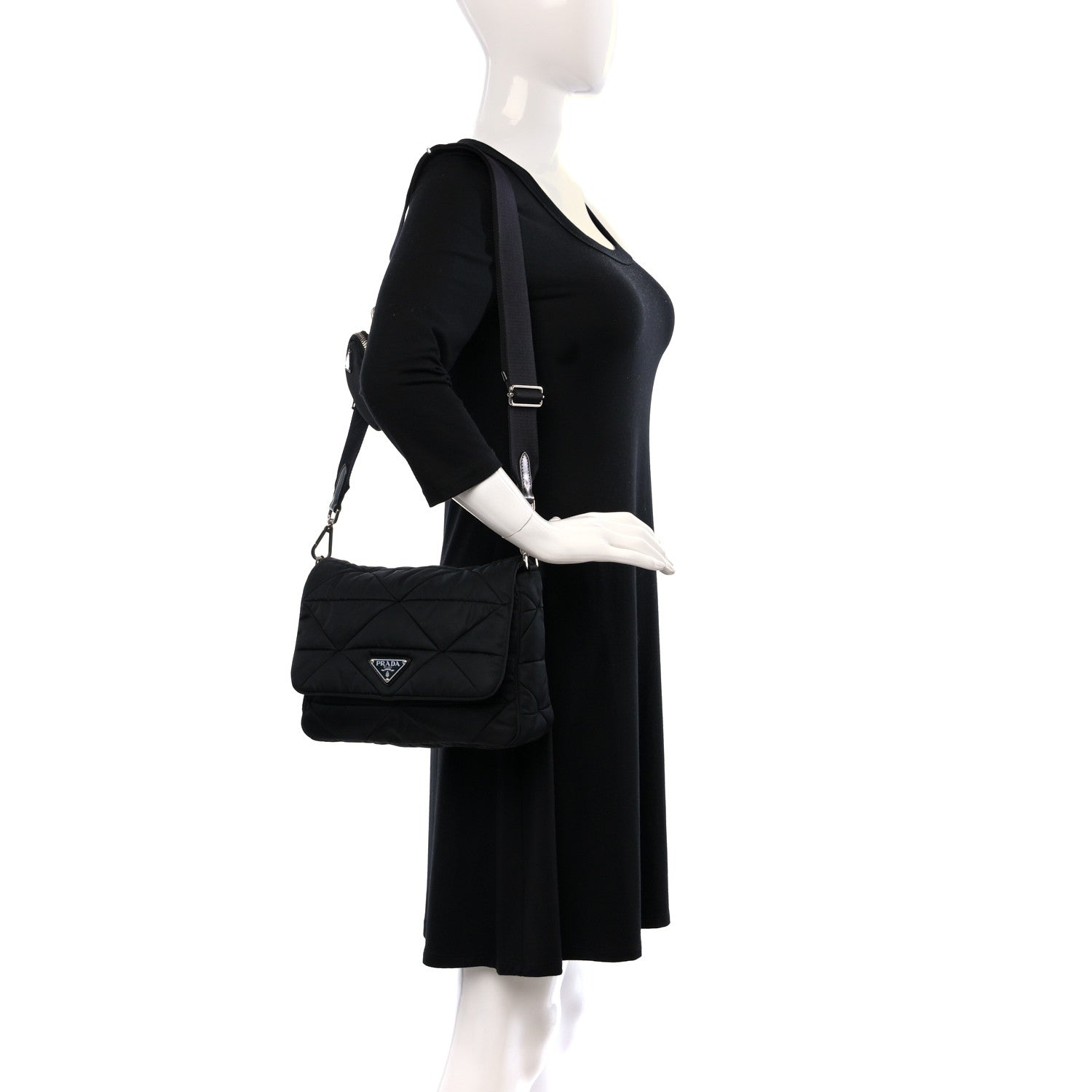 Prada Re-Nylon Quilted Padded Flap Shoulder Bag Black 2 of 12