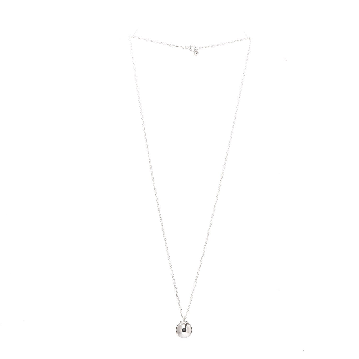 Tiffany Sterling Silver 12.75mm HardWear Ball Pendant Necklace 3 of 6