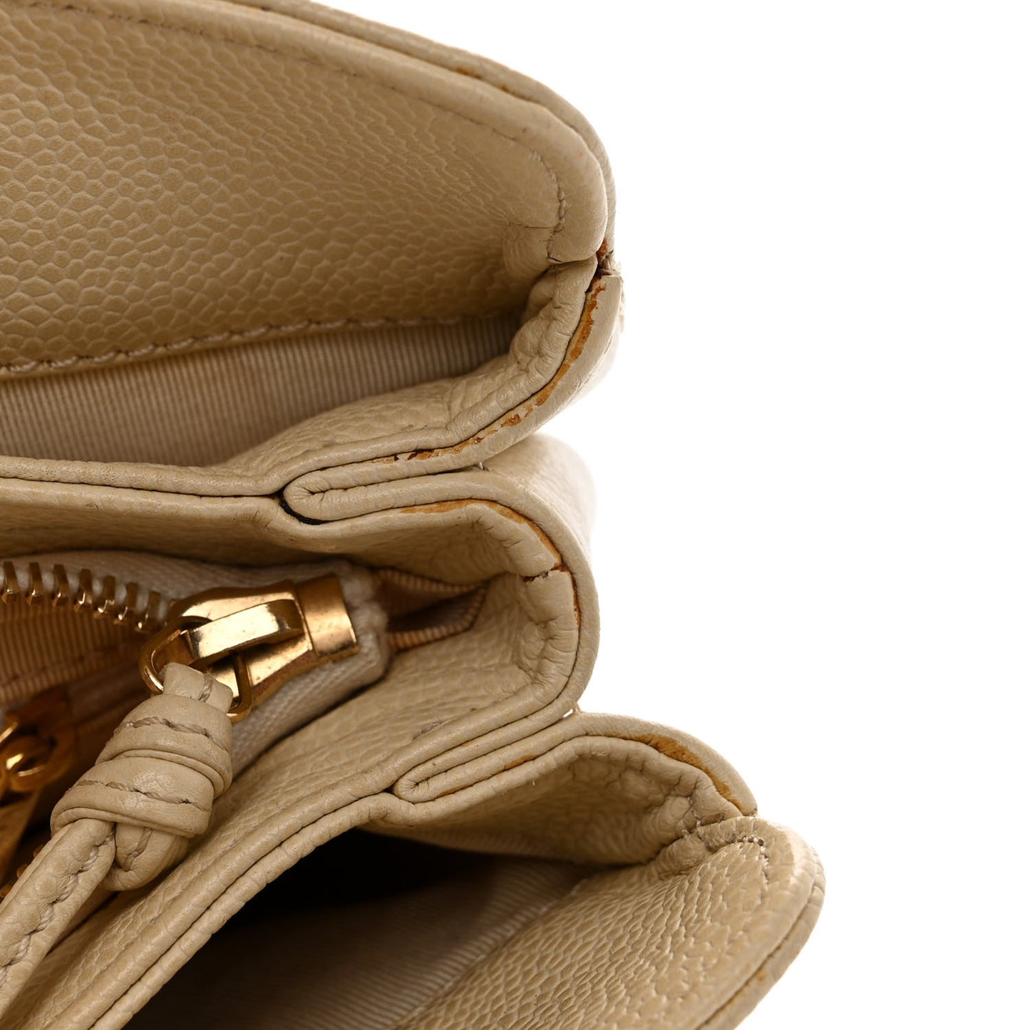 Caviar Wood Handle Handbag Beige
