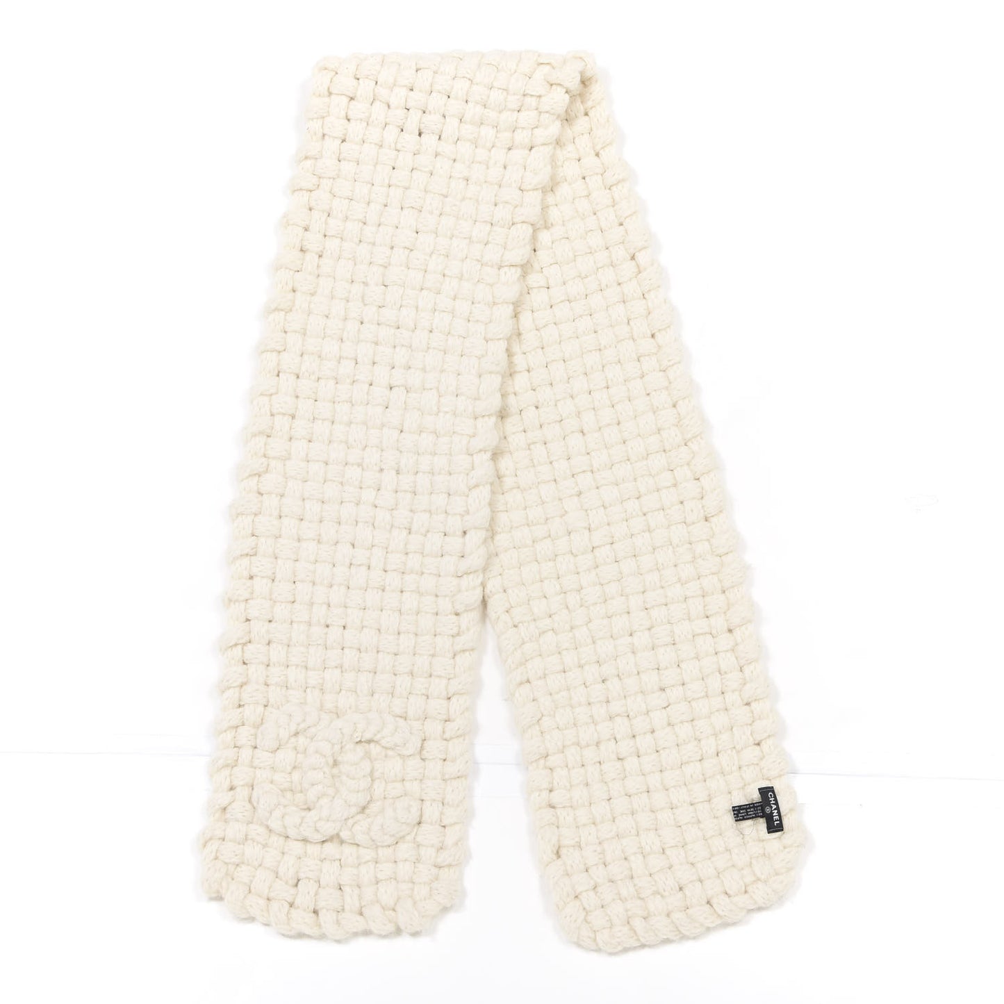 Wool Silk Alpaca CC Scarf Ivory