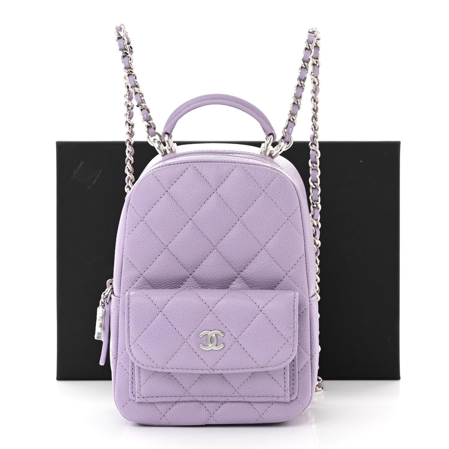 Chanel Caviar Quilted CC Mini Classic Backpack Lilac 2 of 12