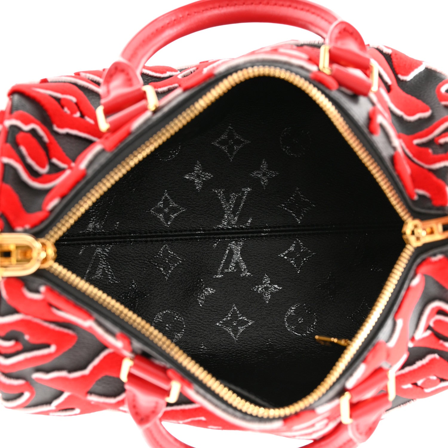 Louis Vuitton X UF Tufted Monogram Speedy Bandouliere 25 Black Red 5 of 9