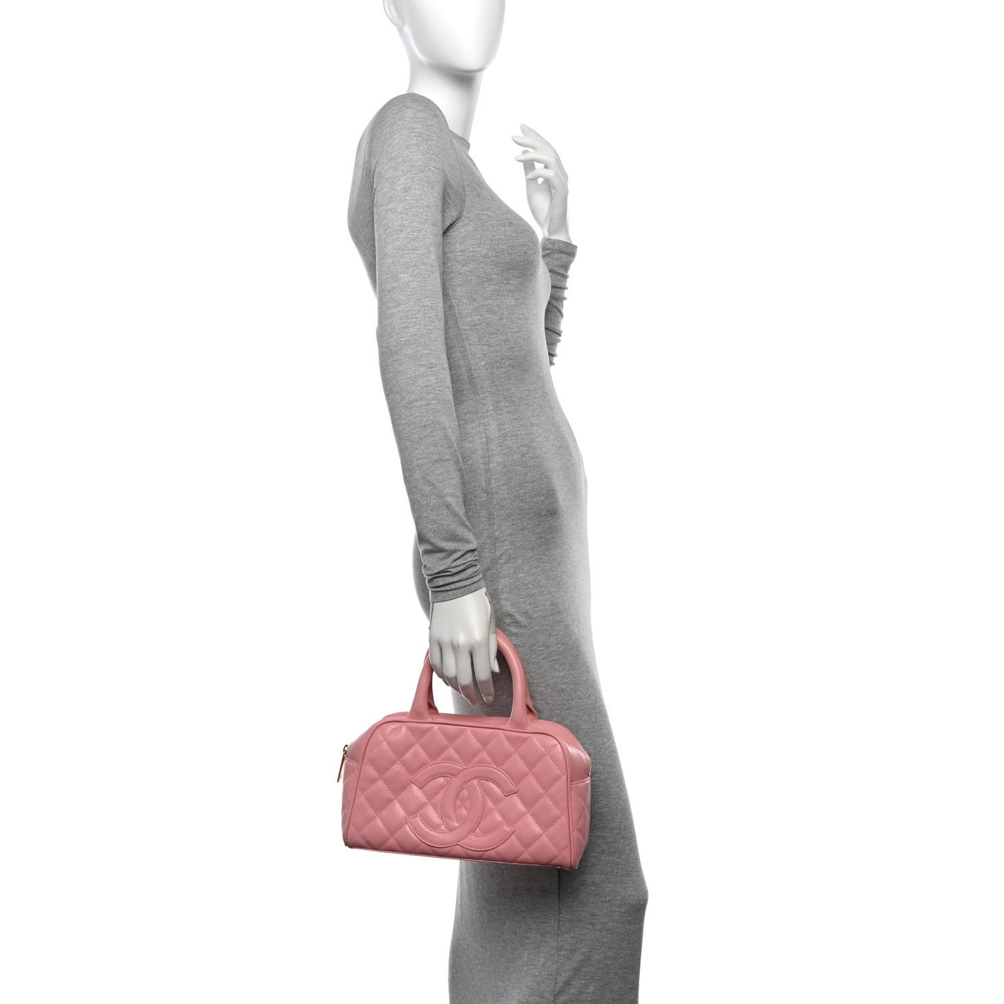 Caviar Quilted Small Bowler Pink