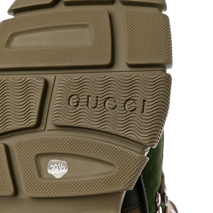 Gucci X SEGA Calfskin Suede Technical Canvas Womens Flashtrek High-Top Sneakers 39.5 Olive Green Ardesia 8 of 13
