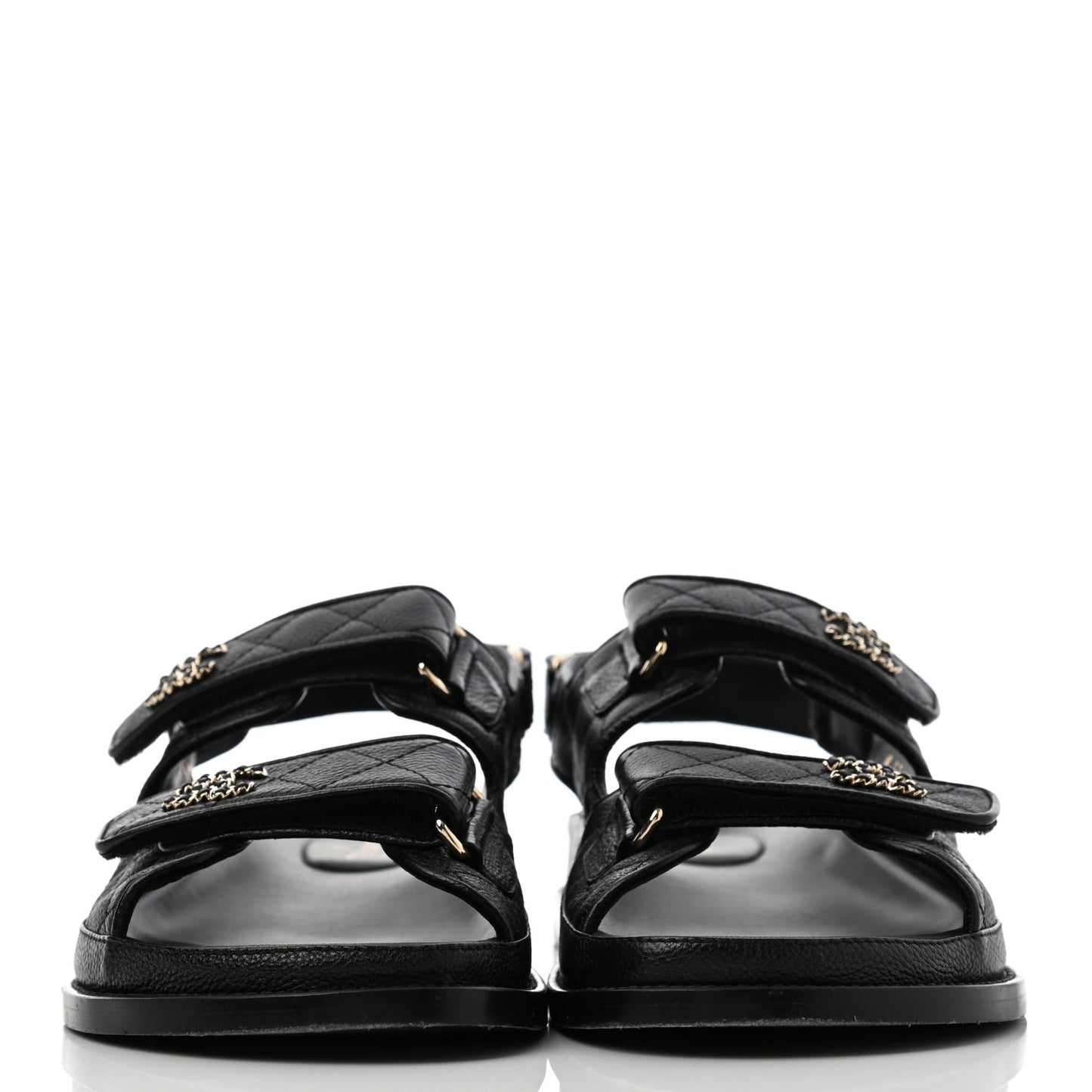 Grained Calfskin Velcro Dad Sandals 41 Black