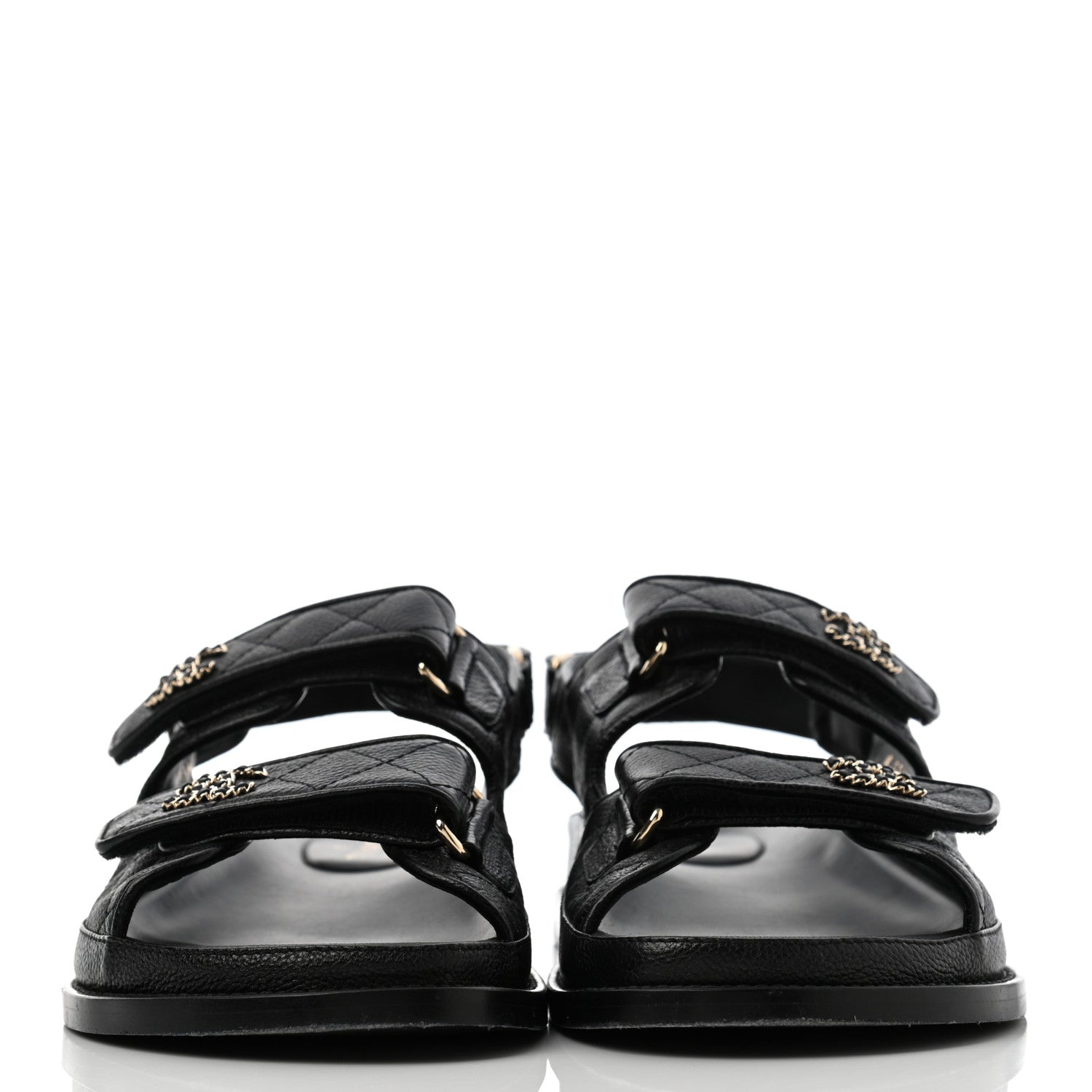 Chanel Grained Calfskin Velcro Dad Sandals 41 Black 2 of 8