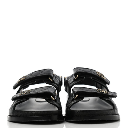 Chanel Grained Calfskin Velcro Dad Sandals 41 Black 2 of 8