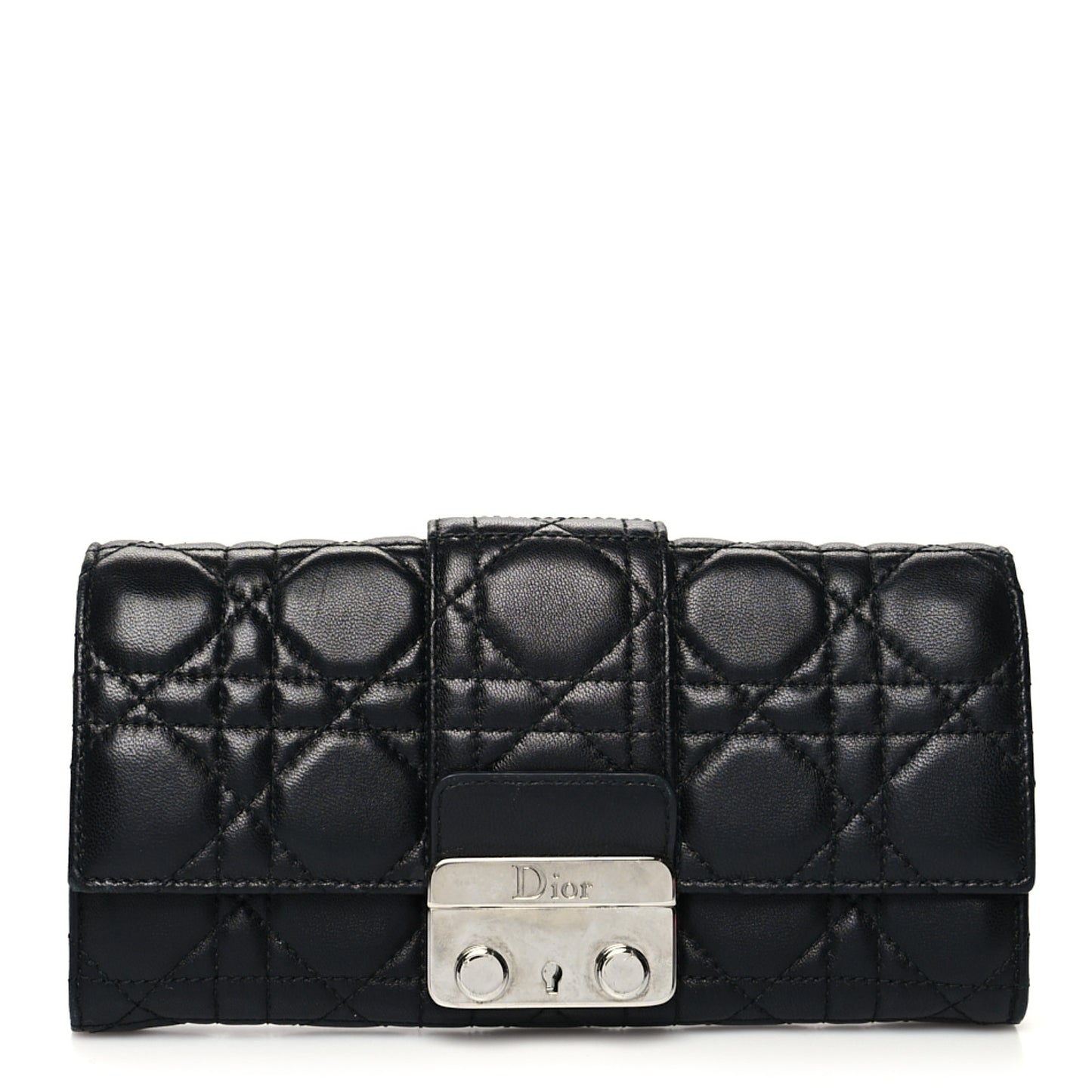 Lambskin Cannage Miss Dior Chain Wallet Black