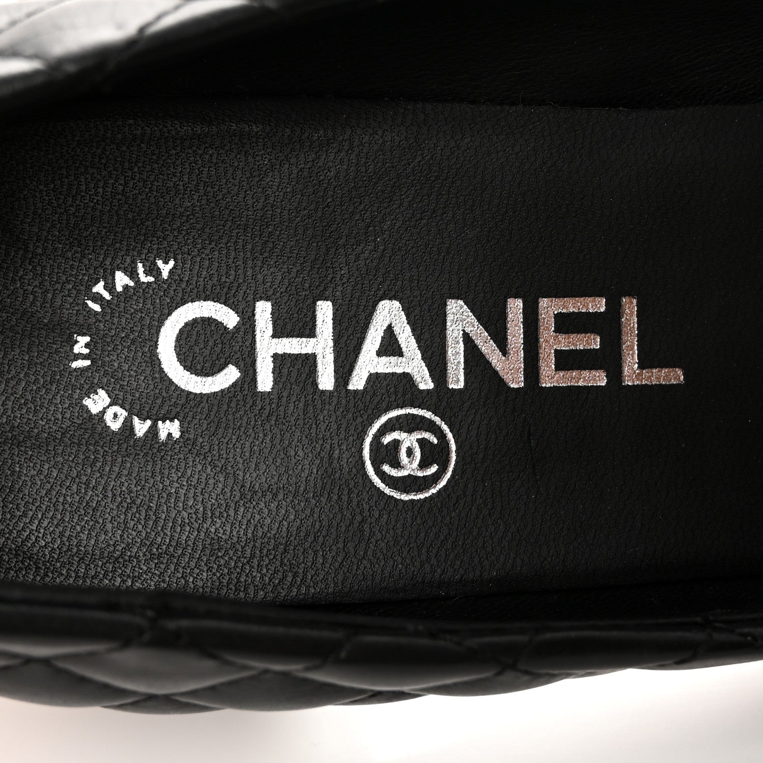Chanel Lambskin Grosgrain Quilted CC Cap Toe Low Heel Pumps 37 Black 7 of 13