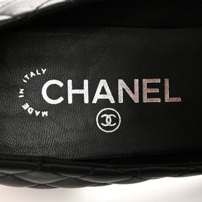 Chanel Lambskin Grosgrain Quilted CC Cap Toe Low Heel Pumps 37 Black 7 of 13