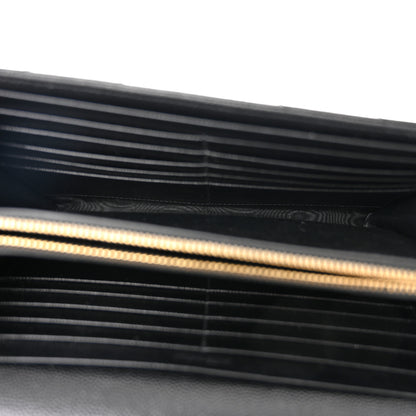 Saint Laurent Grain De Poudre Matelasse Chevron Monogram Chain Wallet Black 5 of 10