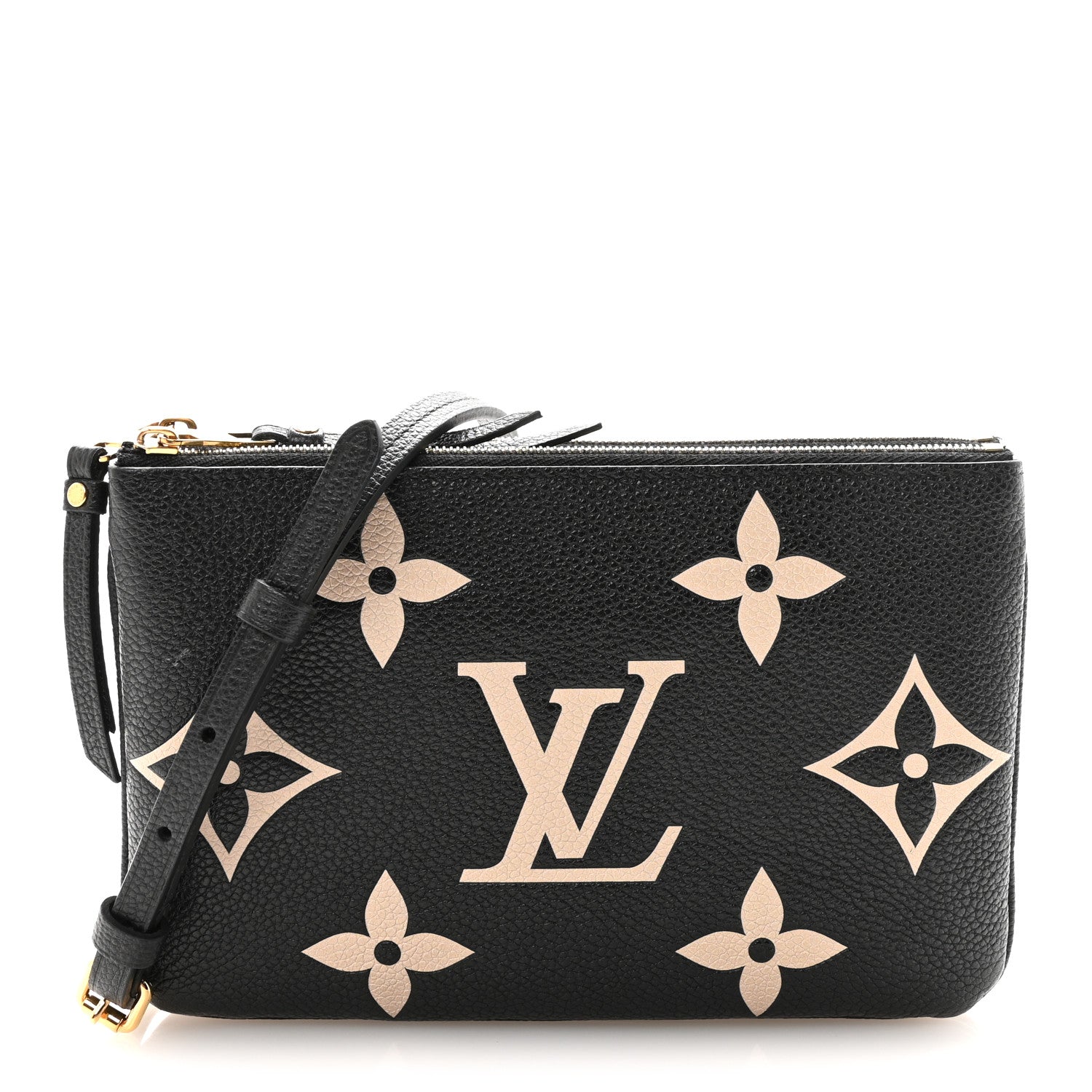 Louis Vuitton Empreinte Monogram Giant Double Zip Pochette Black Cream 1 of 10