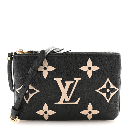 Louis Vuitton Empreinte Monogram Giant Double Zip Pochette Black Cream 1 of 10