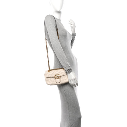Gucci Calfskin Matelasse Mini GG Marmont Shoulder Bag White 3 of 10