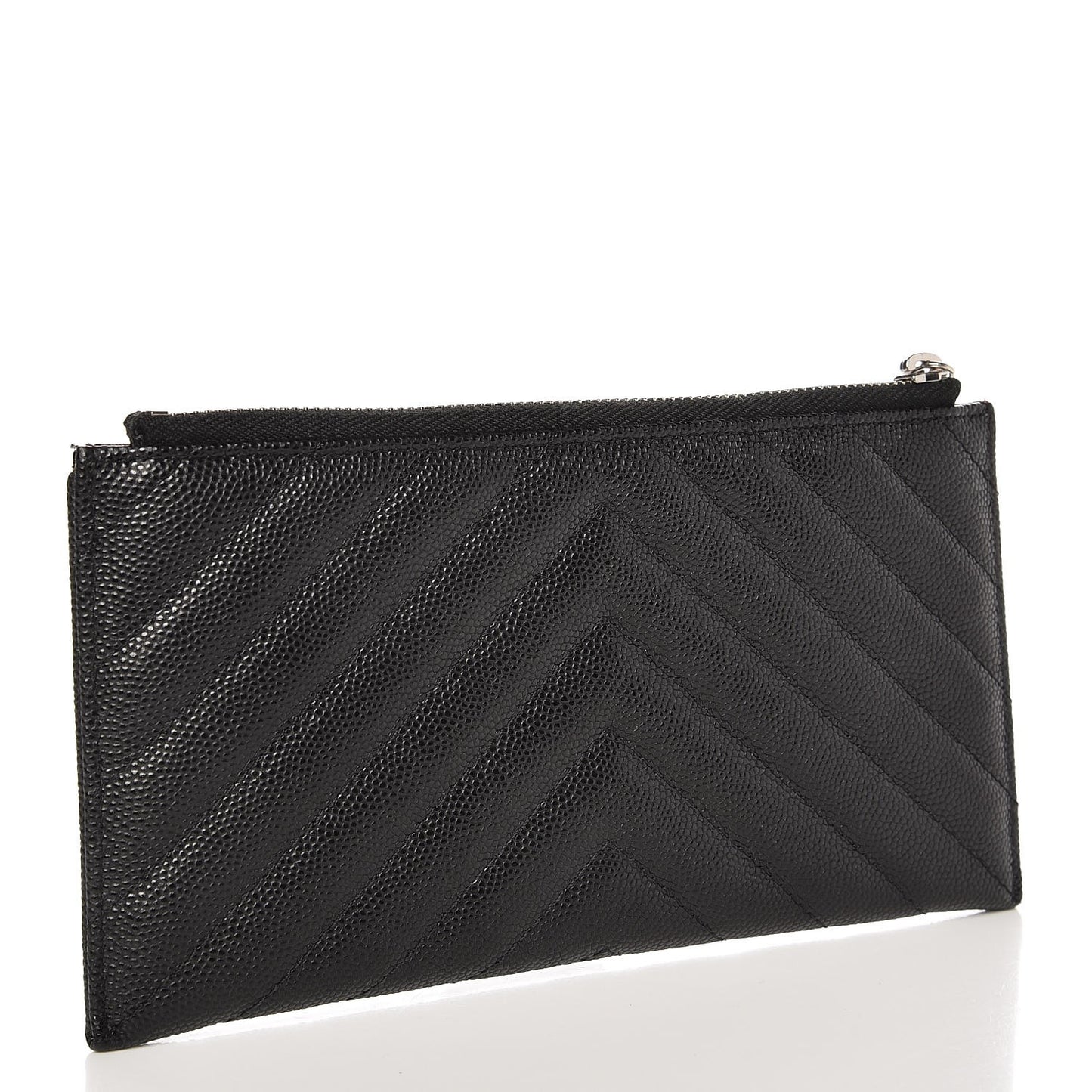 Caviar Chevron Quilted Zip Pouch Black