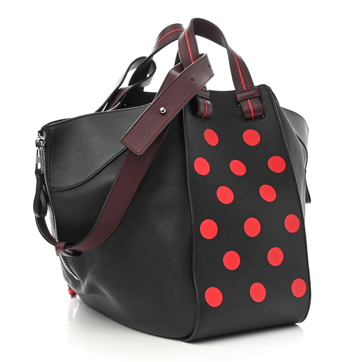 Loewe Calfskin Circle Medium Hammock Shoulder Bag Black Red 3 of 11