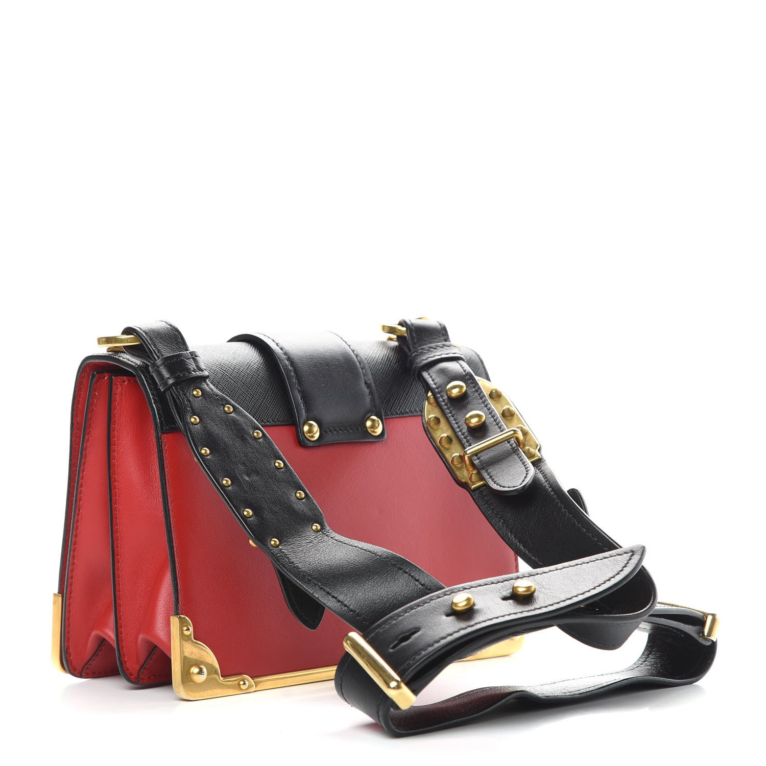 Prada City Calfskin Saffiano Cahier Bag Fuoco Black 3 of 15