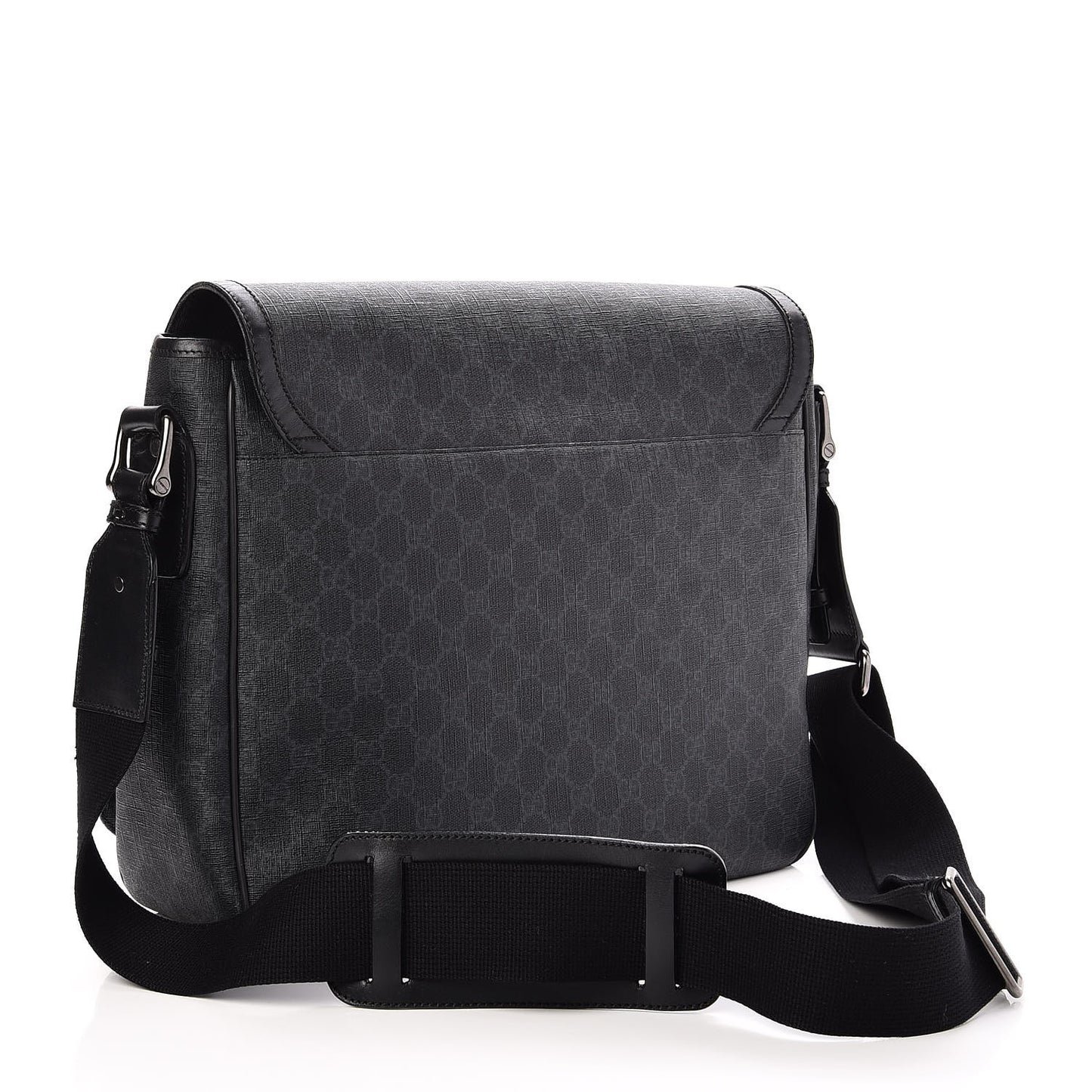 GG Supreme Monogram Flap Messenger Bag Black Grey