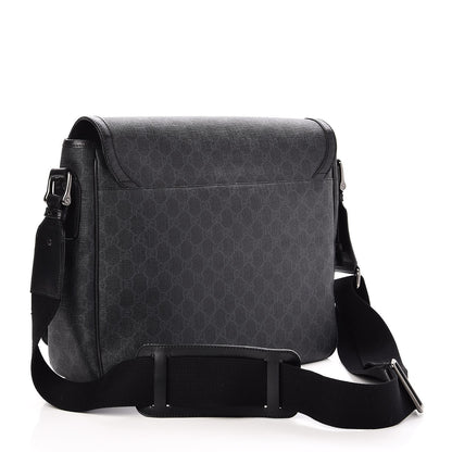 Gucci GG Supreme Monogram Flap Messenger Bag Black Grey 3 of 7