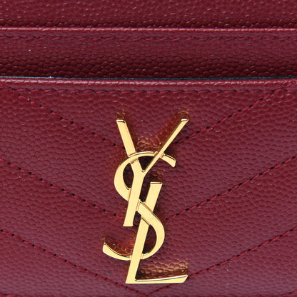 Saint Laurent Grain De Poudre Matelasse Chevron Monogram Credit Card Case Opyum Red 8 of 9