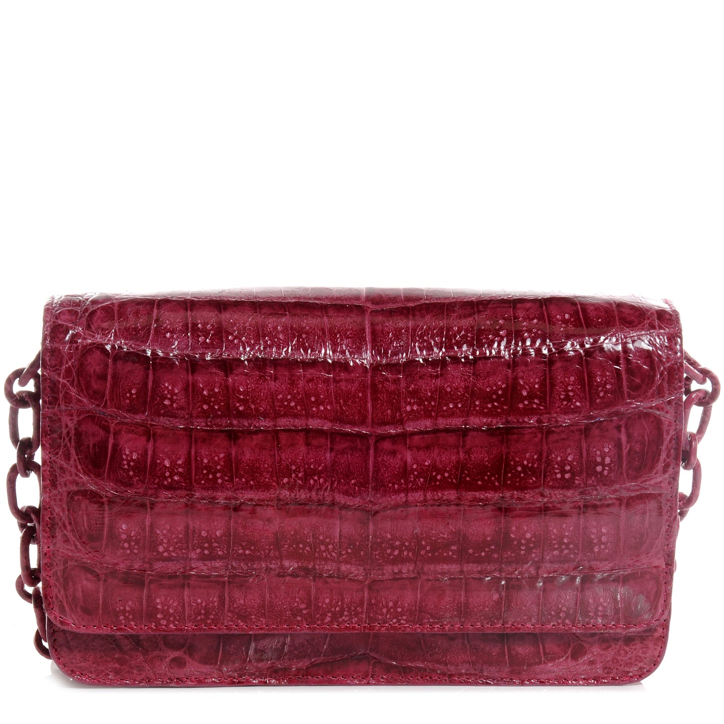 Crocodile Flap Crossbody Fuchsia