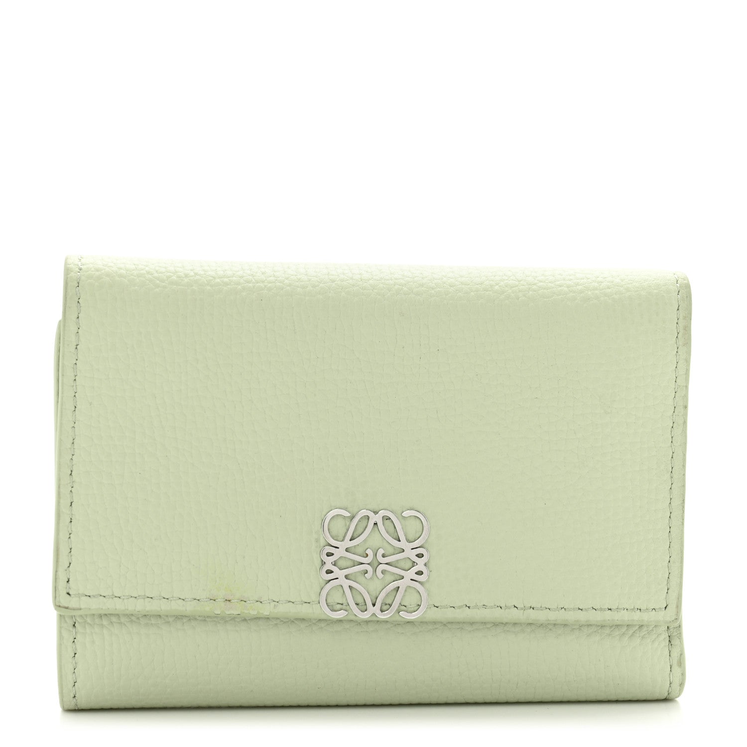 Loewe Pebble Grain Calfskin Anagram Small Vertical Wallet Green 1 of 10