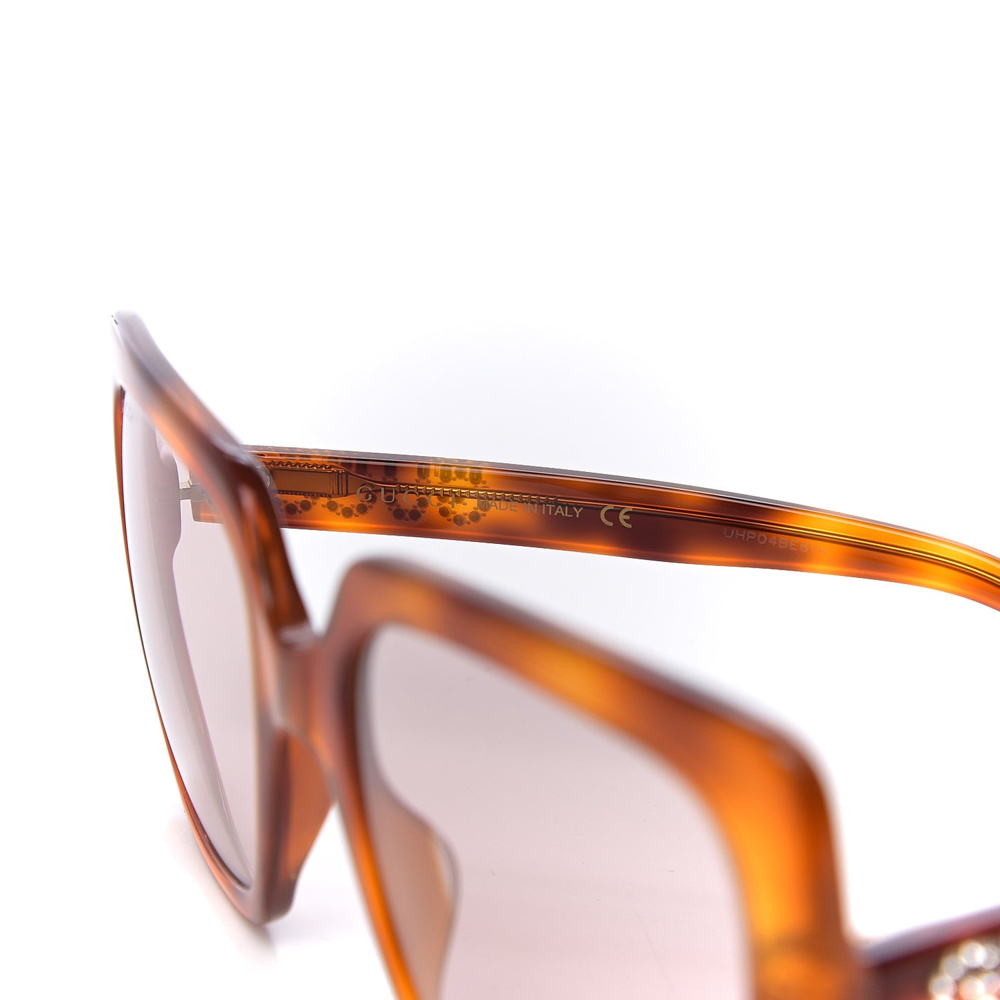 Crystal Square Frame Sunglasses GG0418S Tortoiseshell