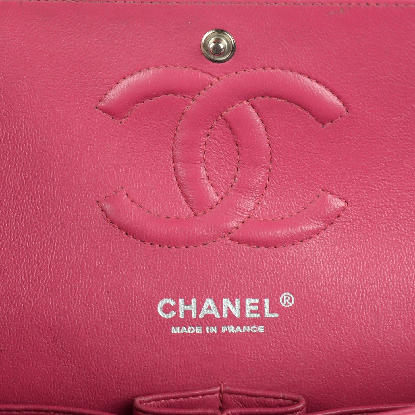 Patent Quilted Medium Double Flap Fuchsia