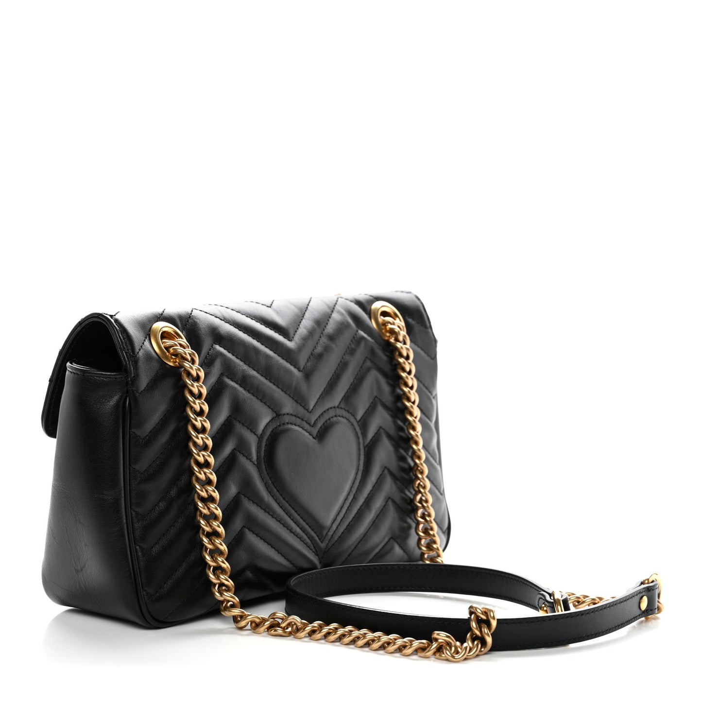 Calfskin Matelasse Small GG Marmont Shoulder Bag Black