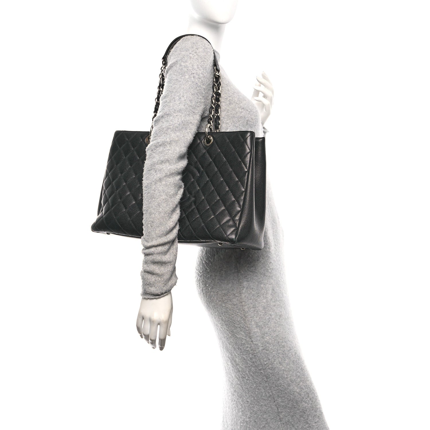 Chanel Caviar Quilted XL Grand Shopping Tote GST Black 2 of 12