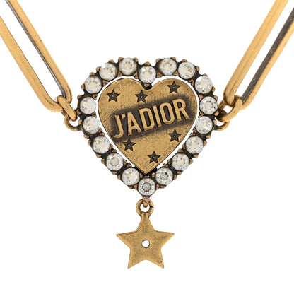 Christian Dior Metal Crystal Heart J'adior Choker Necklace Aged Gold 4 of 6