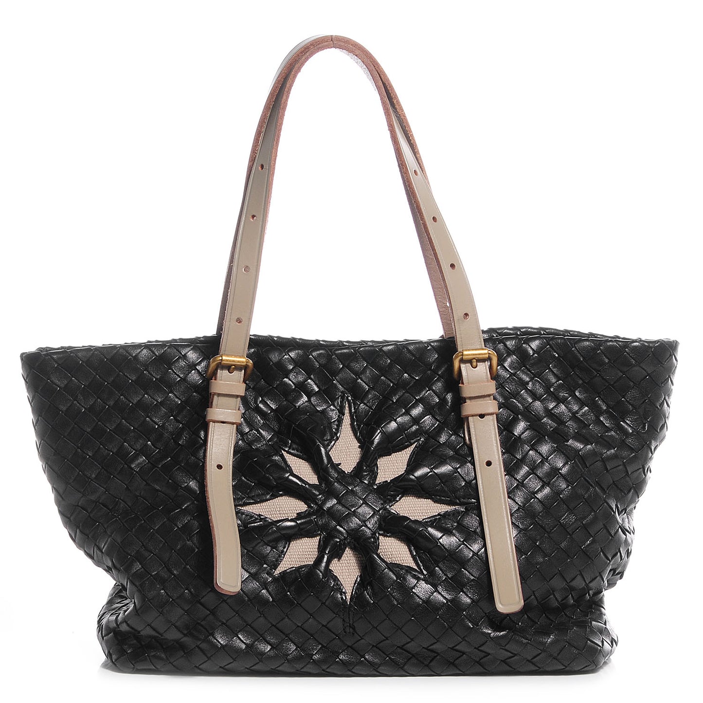 Nappa Intrecciato Marquise Flower Tote Nero Black