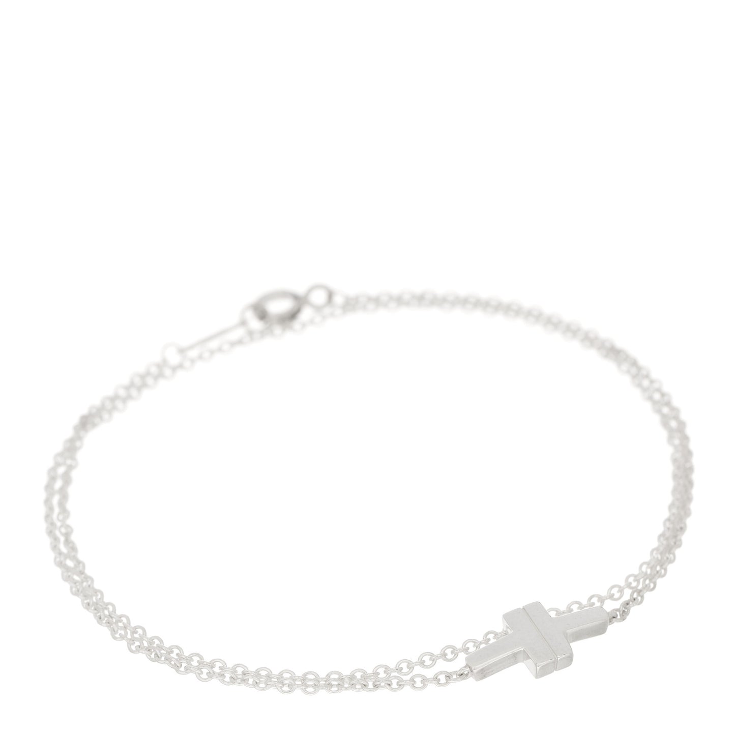 Sterling Silver T Two Double Chain Bracelet