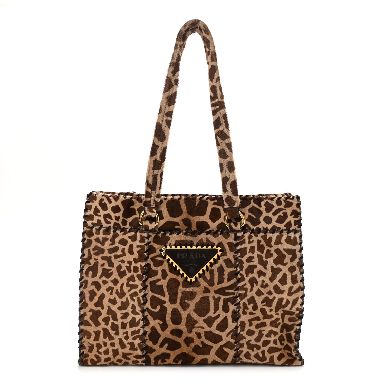 Prada Cavallino Giraffe Print Tote Sabbia Moro 1 of 10