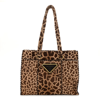 Prada Cavallino Giraffe Print Tote Sabbia Moro 1 of 10