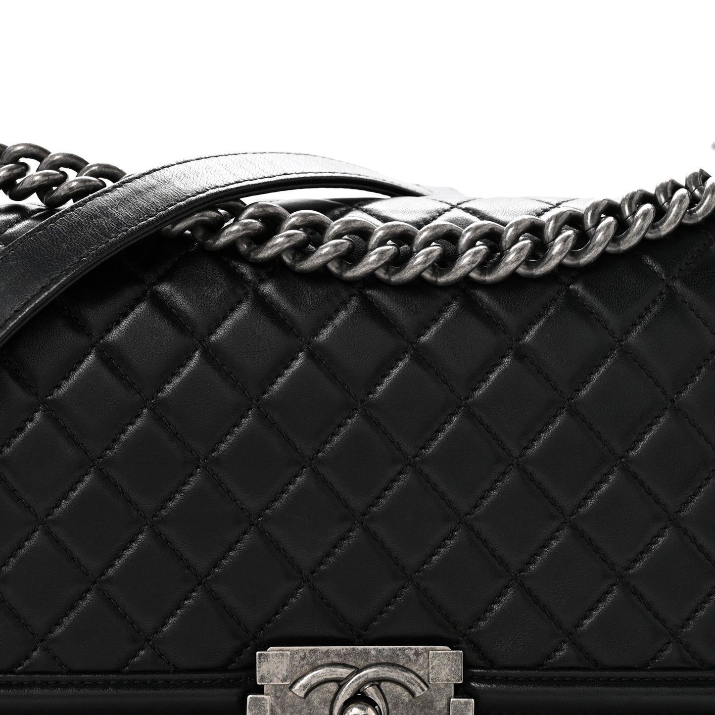 Lambskin Quilted Medium Boy Flap Black