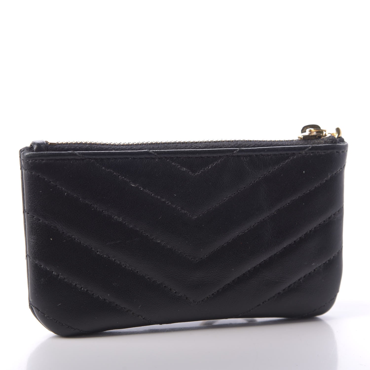Saint Laurent Calfskin Matelasse Monogram Key Pouch Black 3 of 7