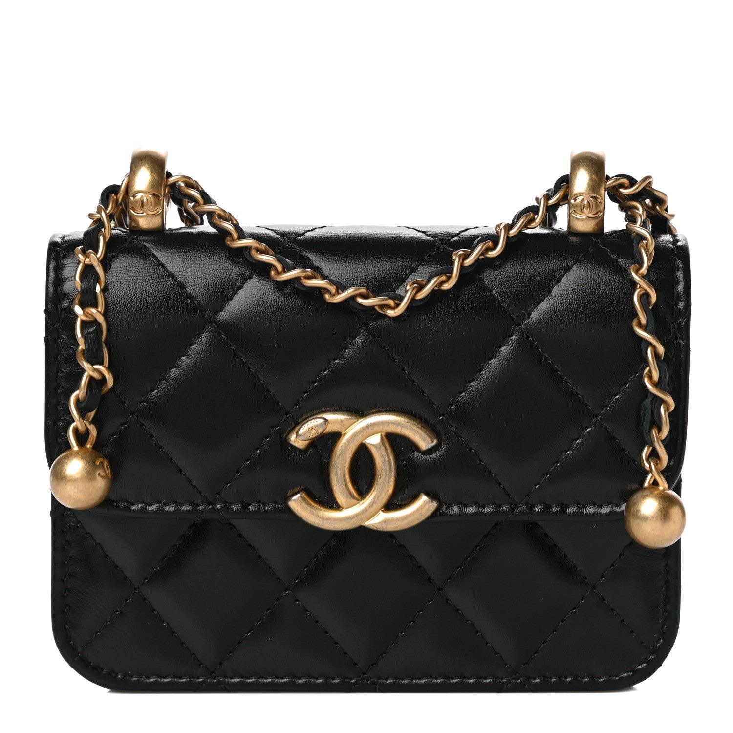 Chanel Calfskin Quilted Perfect Fit Coin Purse With Chain Black 1 of 12