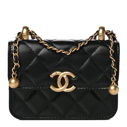 Chanel Calfskin Quilted Perfect Fit Coin Purse With Chain Black 1 of 12