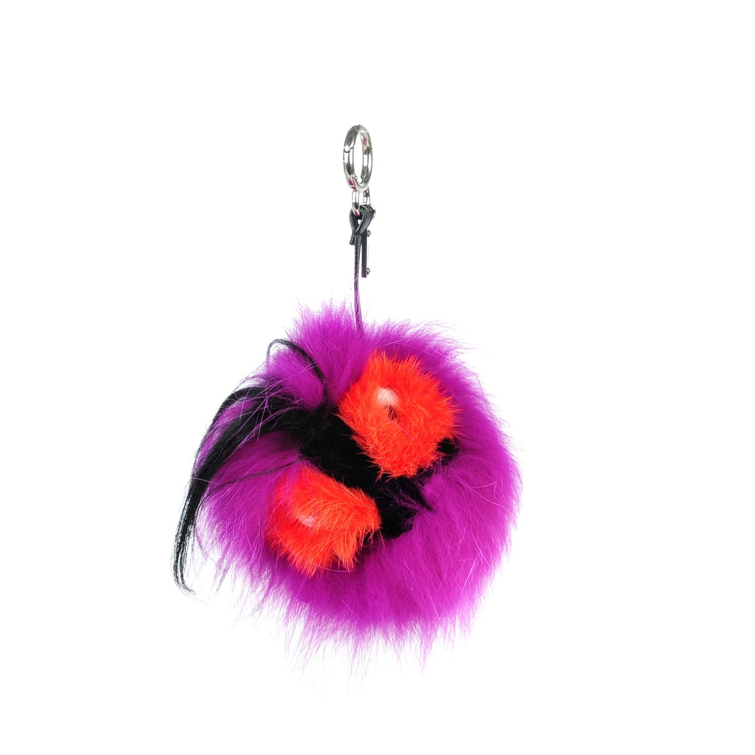 Fendi Fox Mink Goat Fur Oret Monster Bag Bug Charm Orchid Black 1 of 4