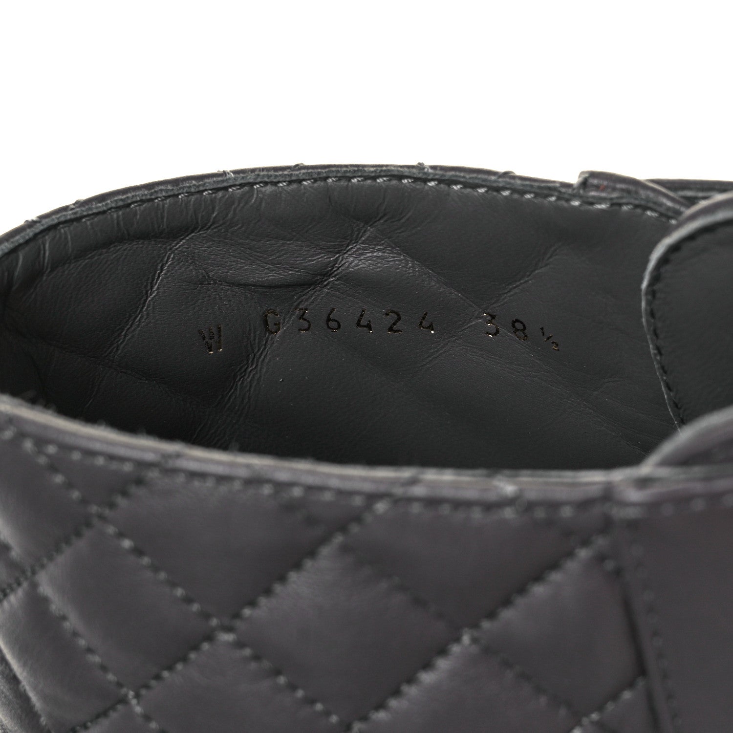 Chanel Shiny Lambskin Quilted Lace Up Combat Boots 38.5 Grey Black 7 of 8