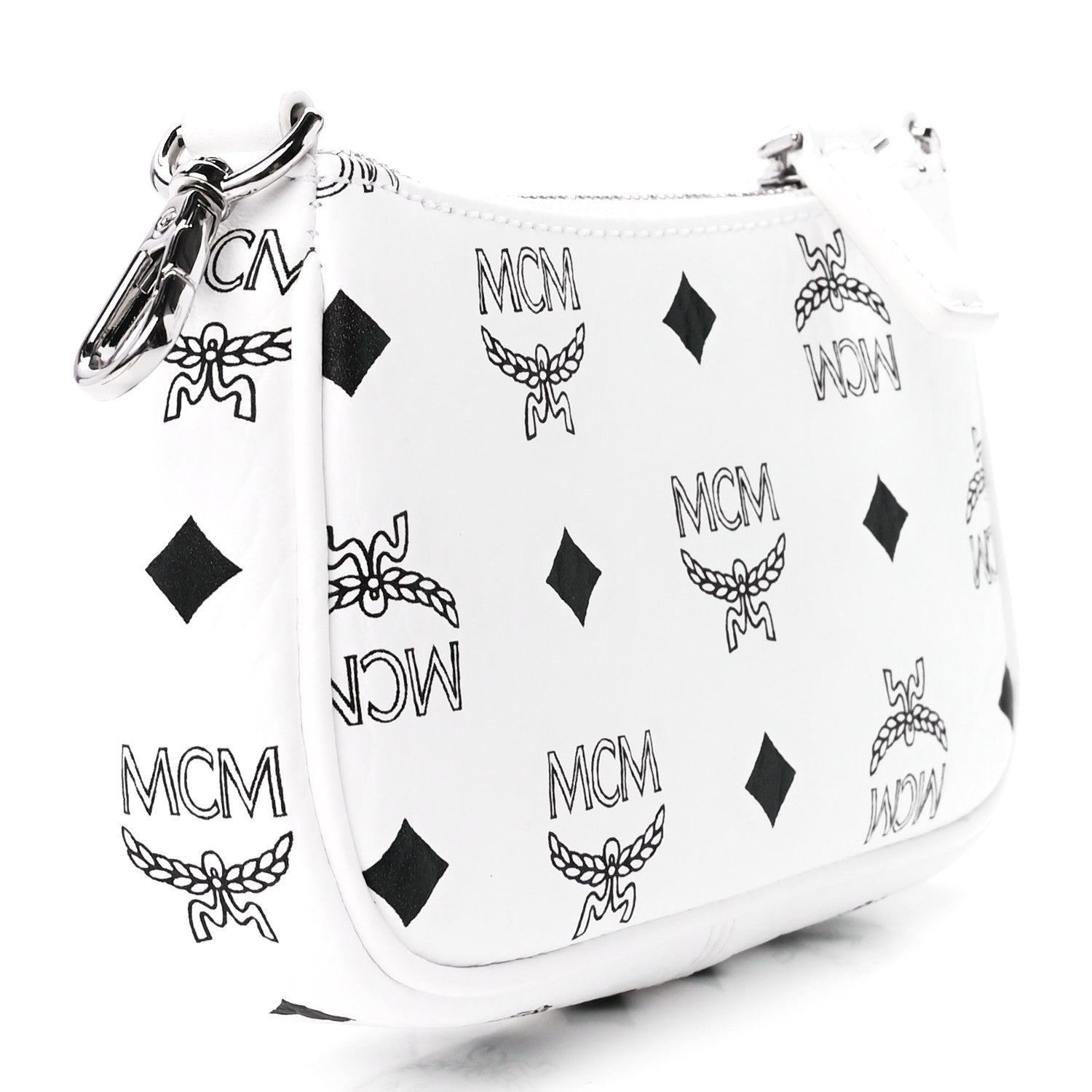 MCM Visetos Multi Pochette Black White Cognac 3 of 9