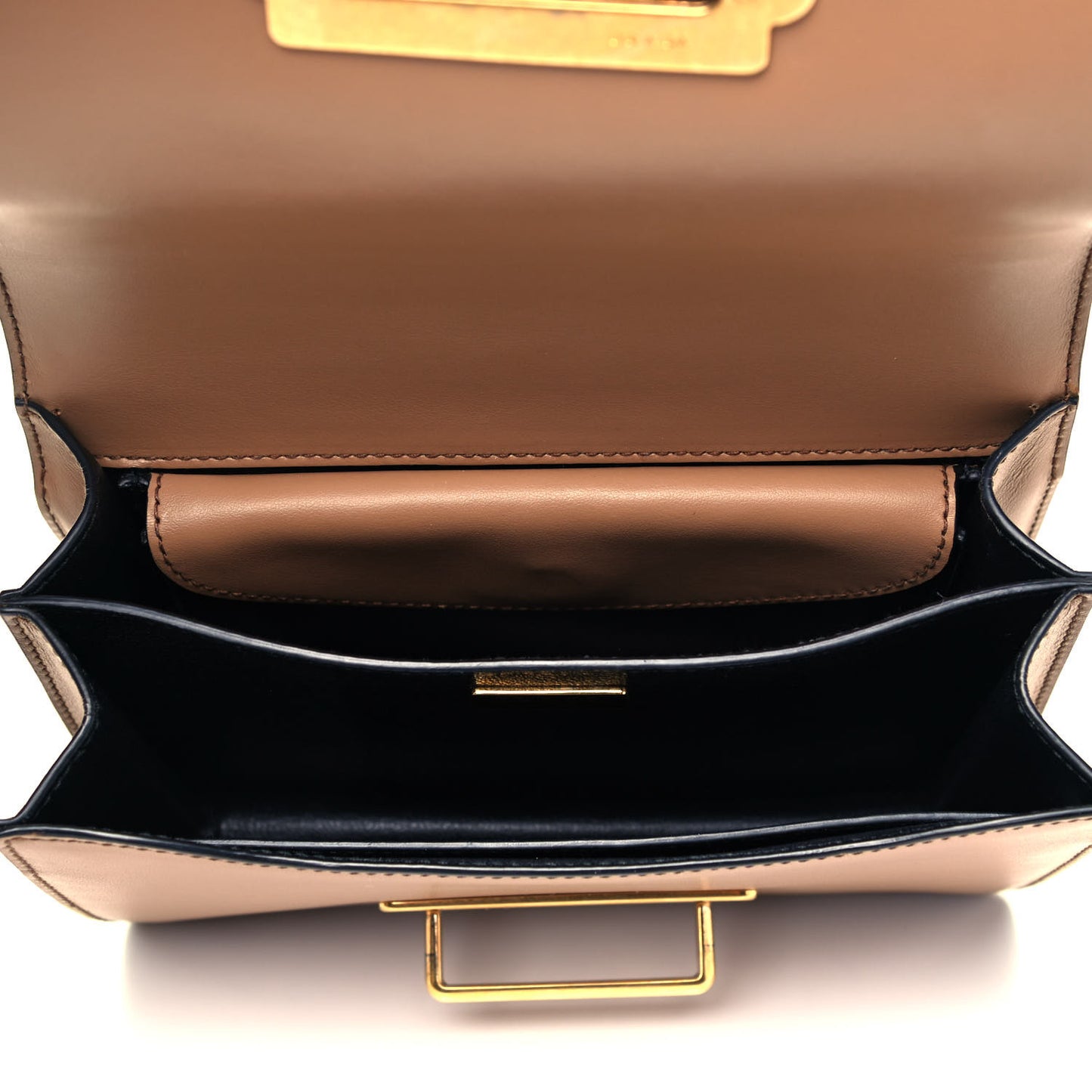 City Calfskin Saffiano Cahier Bag Caramel Black