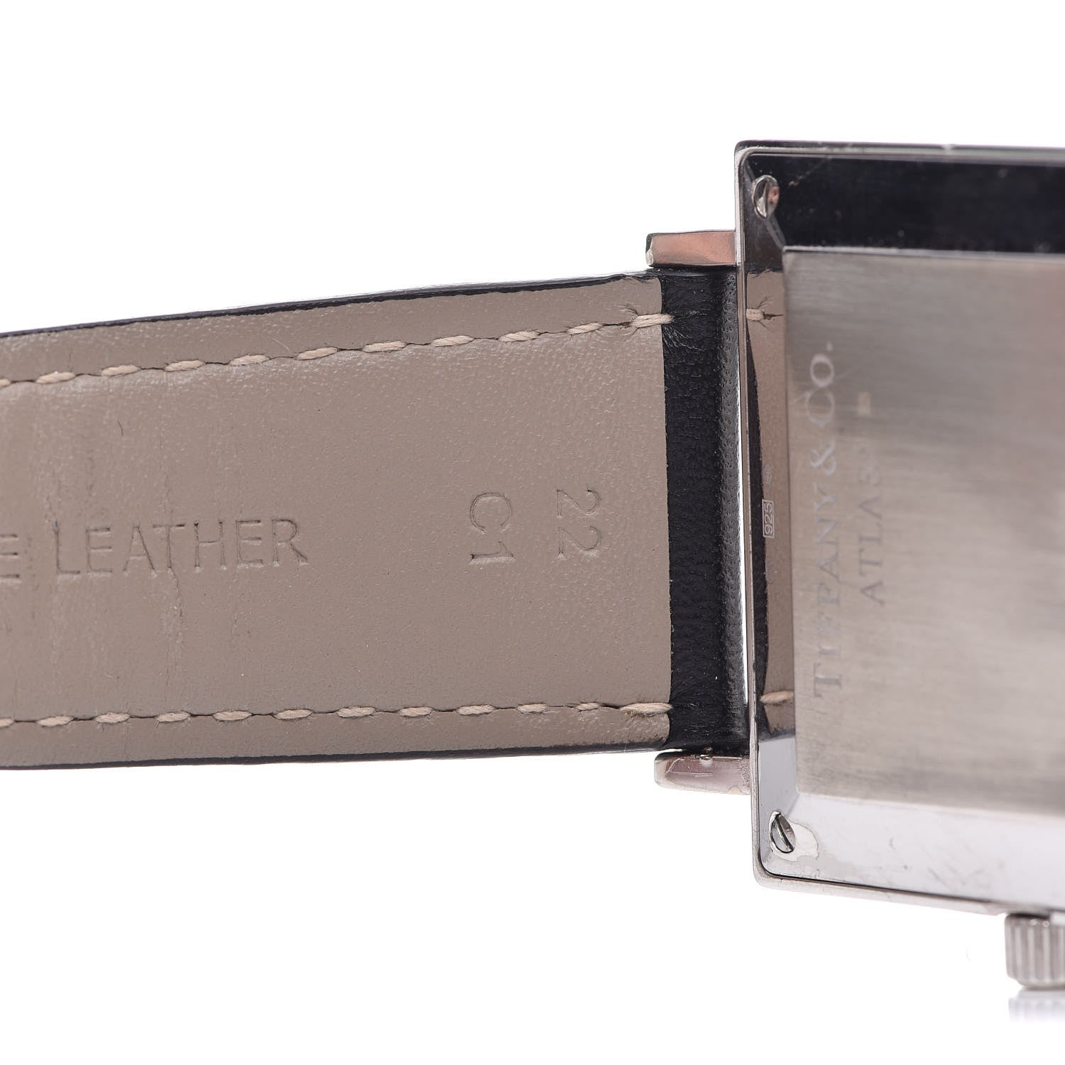 Tiffany Sterling Silver Calfskin 34mm Atlas Square Automatic Watch 8 of 10