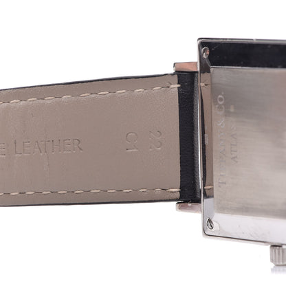 Tiffany Sterling Silver Calfskin 34mm Atlas Square Automatic Watch 8 of 10